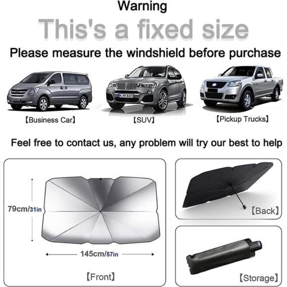 Car Windshield Sunshade Umbrella Foldable Car Sun Visor Front Window Sun Shade - Picture 3 of 7